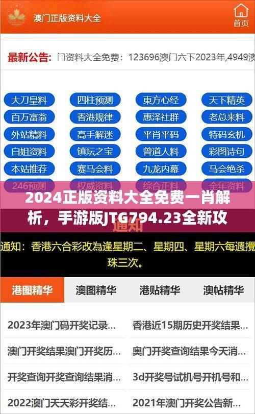 2024正版资料大全免费一肖解析,手游版JTG794.23全新攻略