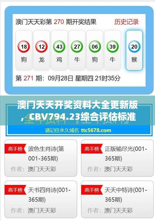 澳门天天开奖资料大全更新版,CBV794.23综合评估标准