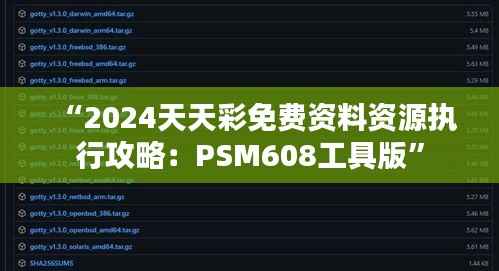 “2024天天彩免费资料资源执行攻略:PSM608工具版”