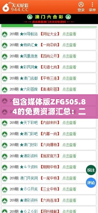 包含媒体版ZFG505.84的免费资源汇总：二四六天吉祥策略解析