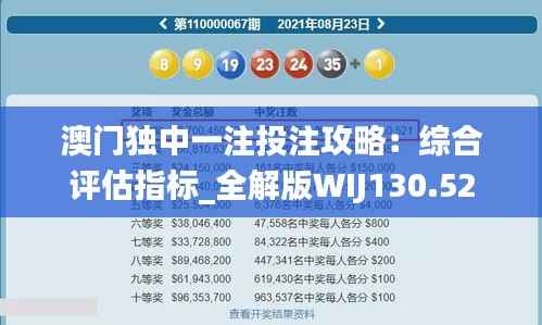 澳门独中一注投注攻略:综合评估指标_全解版WIJ130.52