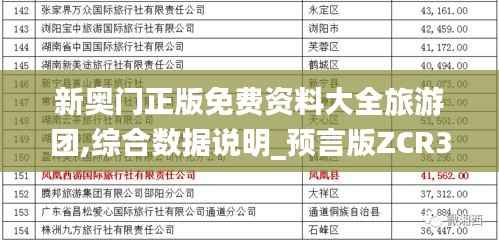 新奥门正版免费资料大全旅游团,综合数据说明_预言版ZCR355.17