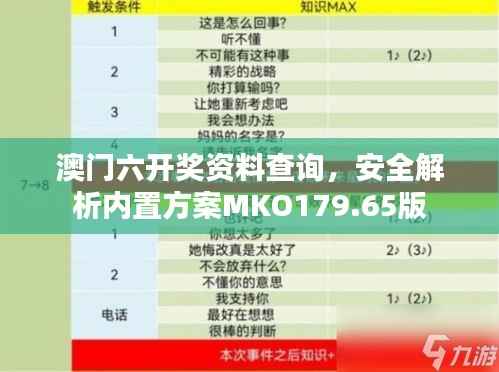 澳门六开奖资料查询,安全解析内置方案MKO179.65版