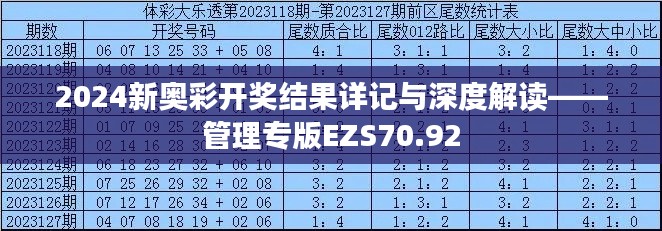 2024新奥彩开奖结果详记与深度解读——管理专版EZS70.92