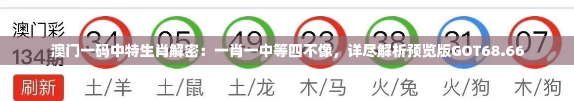 澳门一码中特生肖解密:一肖一中等四不像,详尽解析预览版GOT68.66